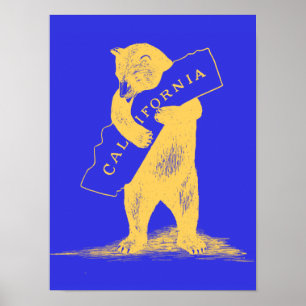Póster Amo-Te, Califórnia. Azul e Dourado