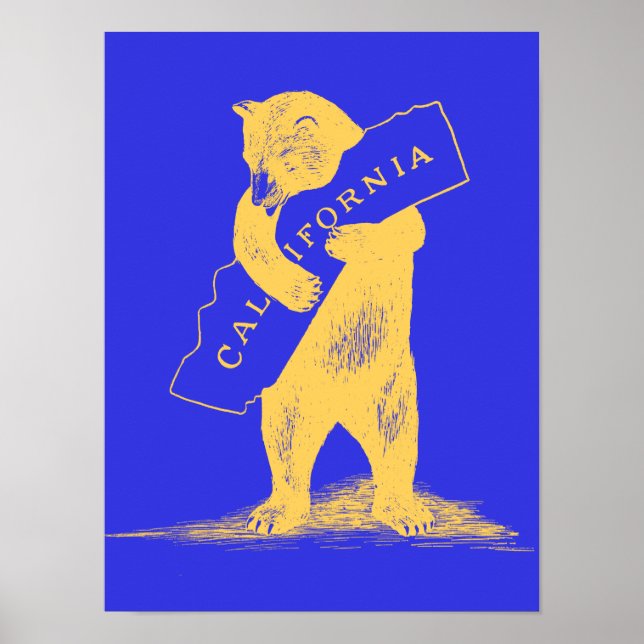 Póster Amo-Te, Califórnia. Azul e Dourado (Frente)