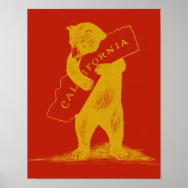 Póster Amo-Te, Califórnia — Vermelho e Dourado