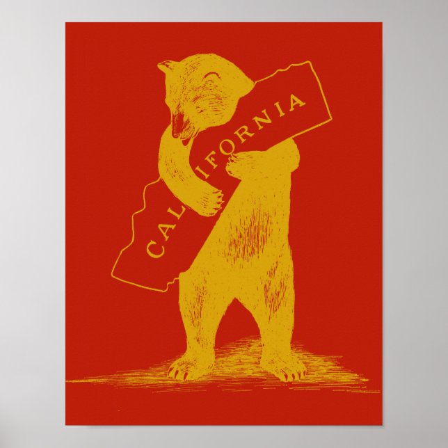 Póster Amo-Te, Califórnia — Vermelho e Dourado (Frente)