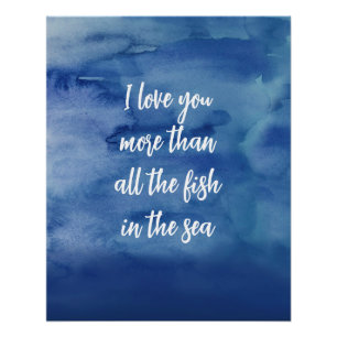 Póster Amo-Te Mais Abstrato Blue Water Textion Cote
