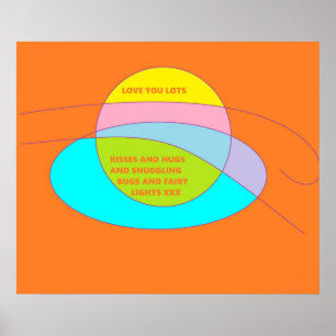 Poster Amo-te muita mensagem em laranja e design azul