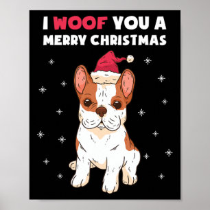 Poster Amo Um Feliz Cachorro Francês De Natal