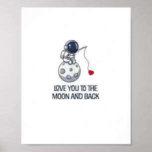 Poster Amo Você Até a Lua e de Volta Doce Estética Minima