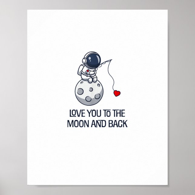 Poster Amo Você Até a Lua e de Volta Doce Estética Minima (Frente)