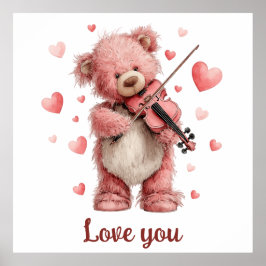 Poster Amo Você Teddy com Violino