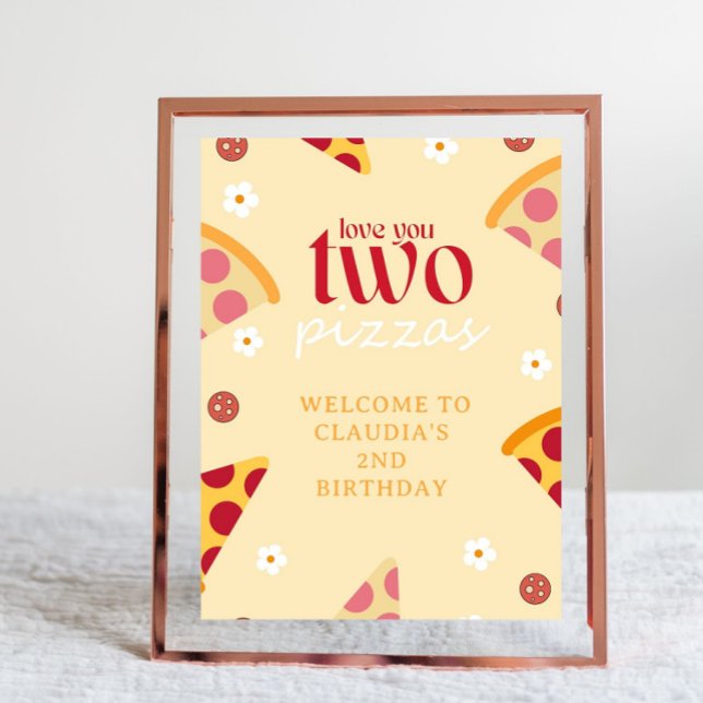 Poster Amo Vocês Dois Pizzas Sinal De Boas-Vindas (Pizza Party Welcome Sign, Kids 2nd Birthday Decors, Valentines Pizza Party, Love You 2 Pizza Welcome)