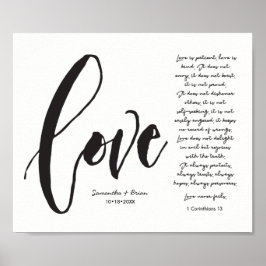 Poster Amor, 1 Cor. 13, Nome do Casal, Script Moderno