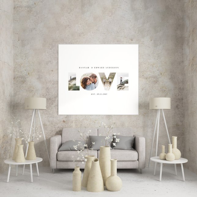 Póster Amor 4 foto presente personalizado simples moderno (Criador carregado)