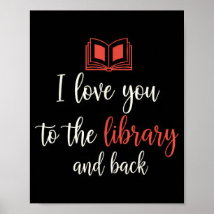 Poster Amor à biblioteca e de volta citação engraçada de