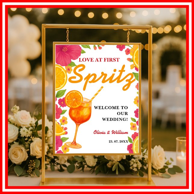 Poster Amor à Primeira Spritz | Placa de Chá de Bebê de L (Criador carregado)