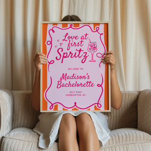 Poster Amor A Primeiro Spritz Bachelorette Bem-Vindo