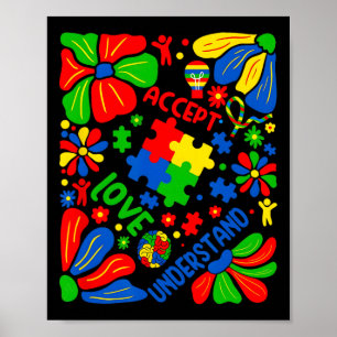 Poster Amor Aceitar Entender Autismo Boho Flor