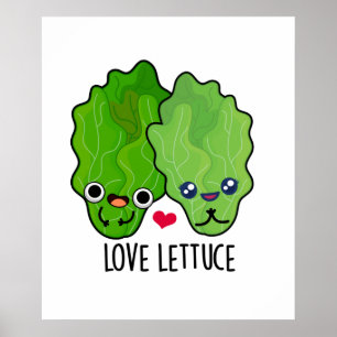 Poster Amor Alface Cute Veggie Pun