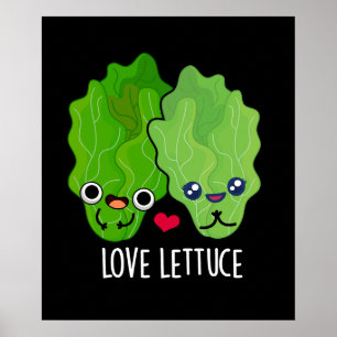 Poster Amor Alface Funny Veggie Pun Dark BG
