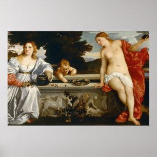 Poster Amor Amor Sacro e Profano por Tiziano Cupido Vênus