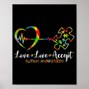Poster Amor ao Vivo Aceita Autismo Homens Consciência Mul