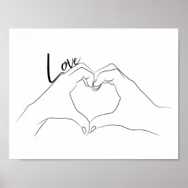 Poster Amor, Arte em Linha do Coração Desenho Bonito Mode