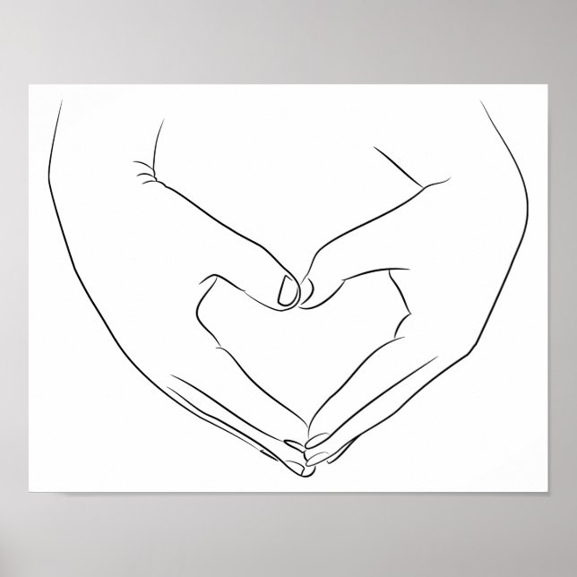 Poster Amor, Arte em Linha do Coração Desenho Bonito Mode (Frente)