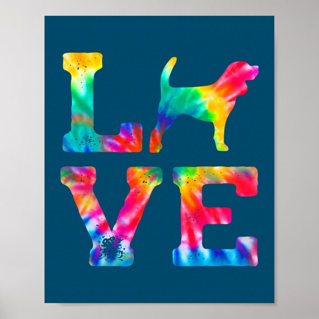 Poster Amor Beagle Tie Dye Cachorro Mãe Pai  (Frente)