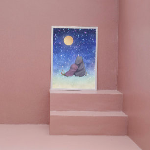 Poster Amor, Bebê Hipopótamo e sua Mãe