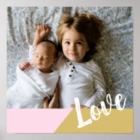 Amor | Blush e Dourada Foto Geométrica Personaliza
