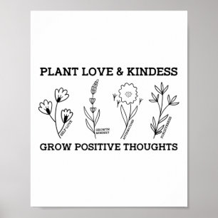 Poster Amor bondade cresce pensamentos positivos dizendo