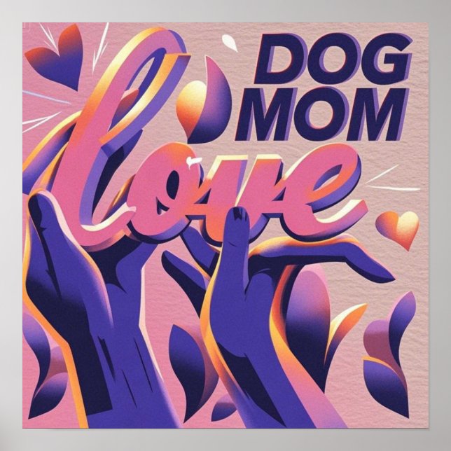 Poster Amor Cachorro Mãe Rosa Roxo (Frente)