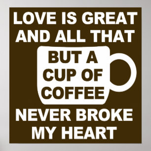Poster Amor Café Pausa Meu Coração