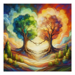 Póster Amor com Árvore do Coração