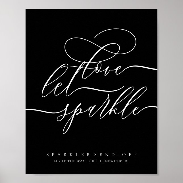 Poster Amor com Caligrafia Negra deixa Sparkle (Frente)