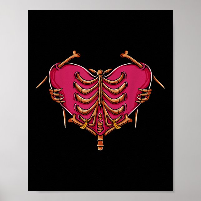 Poster Amor Com Ossos Coração Engraçado Amor (Frente)