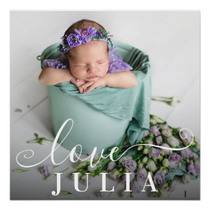 Póster Amor com Script de Foto para Bebês Simples Moderno