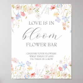 Poster Amor com Sinal De Bar De Flor De Chá de panela De