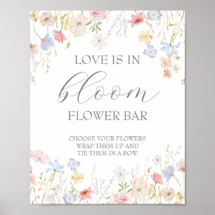 Poster Amor com Sinal De Bar De Flor De Chá de panela De