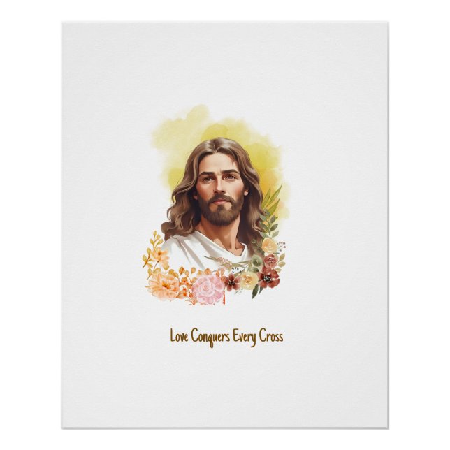 Póster Amor Conquista Cada Cruz - Jesus (Frente)