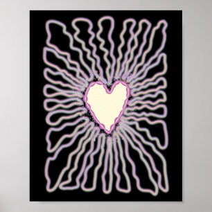 Poster Amor Coração Com Vinheta De Design Abstrato