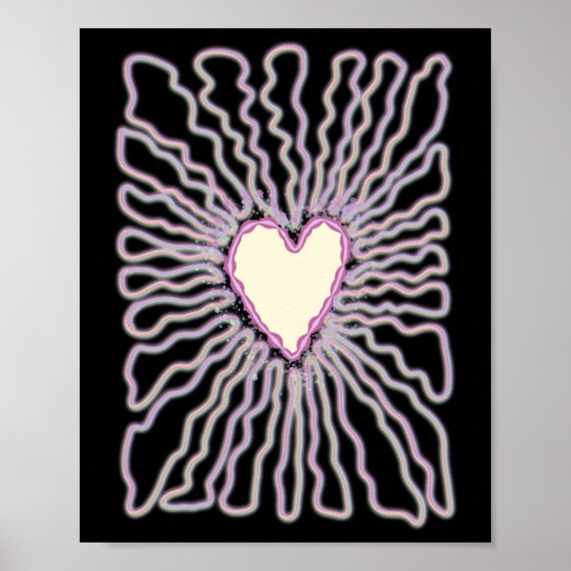 Poster Amor Coração Com Vinheta De Design Abstrato (Frente)