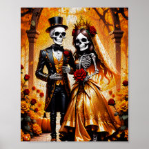 Amor Criptico - Pintura de Casal de Esqueleto Hall