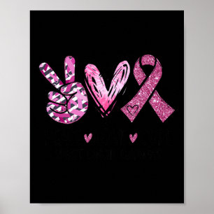 Poster Amor Cura Fita Rosa Fita Cancer Sensibilização