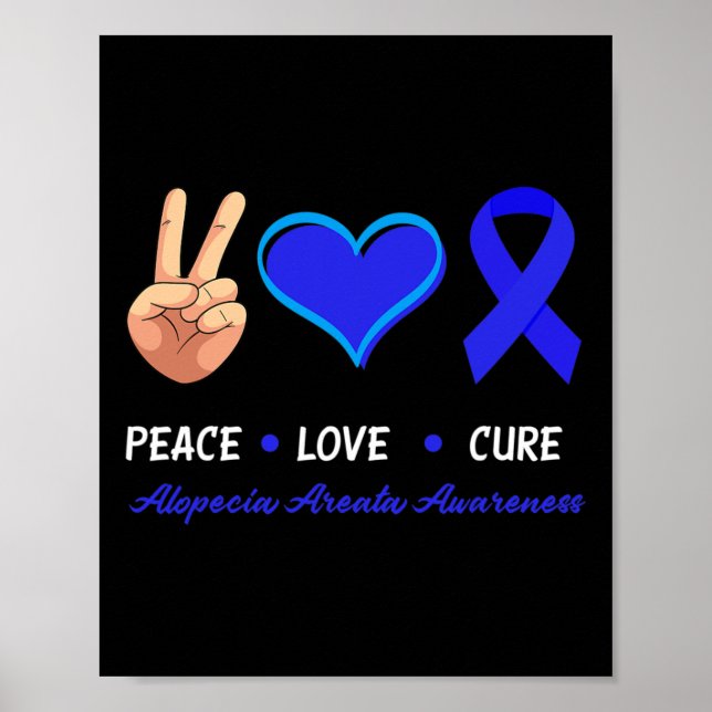 Poster Amor Cure Alopecia Areata Consciência (Frente)