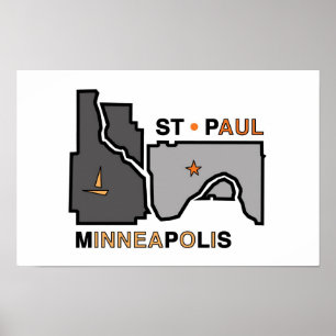 Póster Amor da cidade gêmea de Minneapolis St Paul