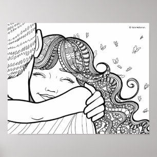 Poster Amor da Filha - Retrato de Arte em Linha