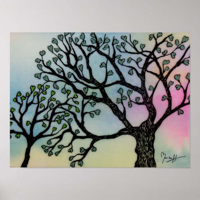 Póster Amor da Mãe - Árvores em Vellum e Aquarela (Frente)