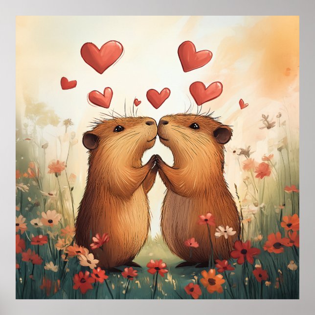 Poster Amor de Capybara - Um Momento Romântico (Frente)
