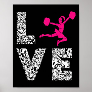 Poster Amor de Cheerleader Cardio Pom Poms Garota Cheerle