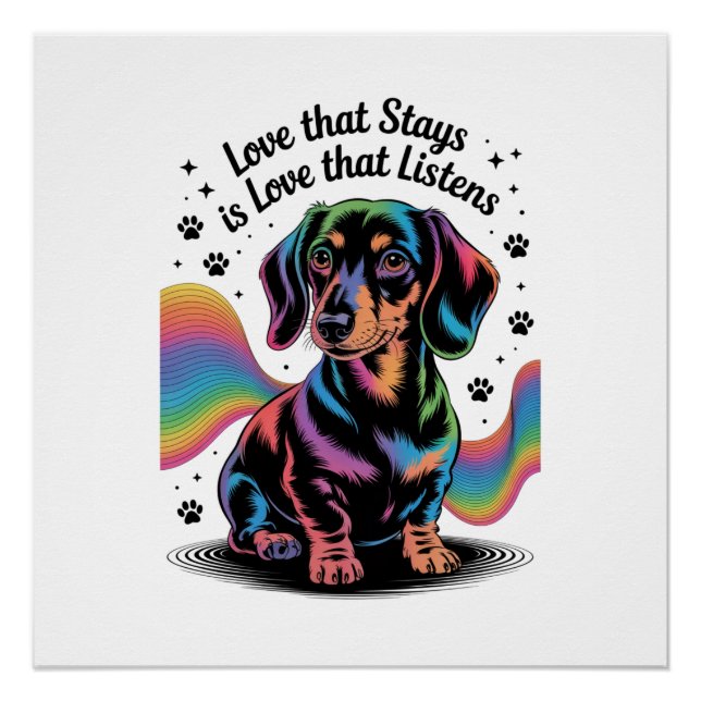 Póster Amor de Dachshund que Fica é Amor que Escuta (Frente)