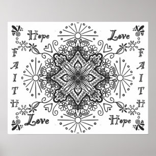 Poster Amor de esperança de fé, cor adulta inspiradora