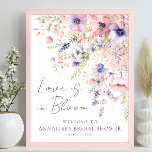 Poster Amor de Flor Silvestre em Flor Floral Chá de Noiva