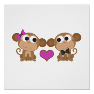 Póster Amor De Macaco Bonito